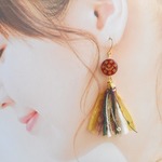 K16月と星のべっ甲タッセル大ぶりイヤリング/ピアス🌙⭐️アンティーク揺れるゆらゆらミモザ フラワーギフト 秋