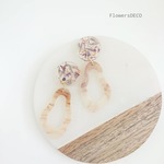 Marble Deformation Beads &Flowers  milktea color【ピアス・パーツ変更可】