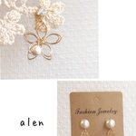 コットンパール×ジルコニア お花ピアス、イヤリング