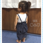 楽ちん♡長〜く着れる♡小さな 小さな水玉の布のつなぎ   90〜