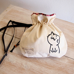 アウトレット トートバッグL 便利ファスナー ベージュ 帆布 猫