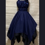 1点物*ホルターネック シャーリングドレスセット/全円サーキュラー イレギュラースカート★濃紺ネイビー(即納品)