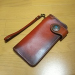 栃木レザー 長財布 小銭入れあり レザークラフト ハンドメイド コンチョ