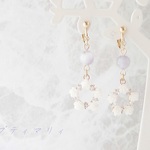 ＊天然石＊シェブロンアメシストと薔薇のイヤリング