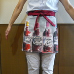 pi様オーダー品：フランス生地　赤ワインボトルのカフェエプロン