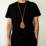 本革キーリング レザーストラップ付き クロシェットキーリング 【キャメル】】