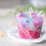 フラワーキャンドル（ピンク×パープル×ブルー）＃8-18