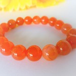 ☆元気が出る☆ビタミンカラー☆疲労回復☆活力パワーアップ☆高品質ＡＡＡ☆オレンジボツワナカルセドニー☆　☆１０ｍｍ☆　☆１６ｃｍ☆