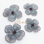 4枚【ef2-2-S】グレー  刺繍 　お花パーツ  フラワー　オーガンジー　