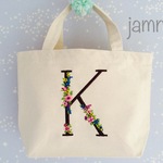 再販!!＊ブラウン＊名前入りイニシャル刺繍バッグＳサイズ