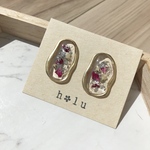 SALE!! ✿ドライフラワー 閉じ込めピアス /イヤリング かすみ草 マットゴールド 