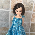 リカちゃん フラワーワンピース ツイスト  水色