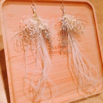 結婚式 フェザーグラス ブーケピアス【Wedding Feather series】