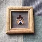 おにぎりと女の子の刺繍ミニ額