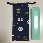 w12×28cm 紺色 サッカー 国旗 サッカーボール ワールドカップ箸袋はし箱袋はし袋