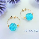 glassbule海の青のガラスビーズピアスリング