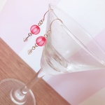 送料無料❤︎ガラス玉風ピアス《薔薇色》