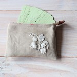 japan linen+すずらんレース*ミニポーチ＊コインケース*カードケース*モバイル