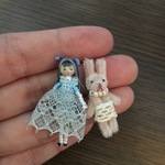 水色ドレスの女の子とうさぎの人形♡ミニチュアドール♪
