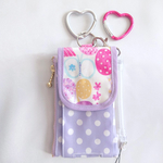 キッズ携帯＆リールキーケース☆通学の必需品♡蝶パープル