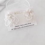 clear bijou ×pearl (long)＊ear accessory