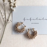 ＊アンティークゴールド×クリアゴールドライン/フープピアス＊