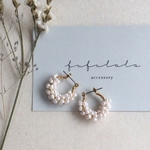 再販＊淡水パールたっぷりフープピアス＊