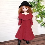 ワンピース・ドール洋服(ワインカラー)