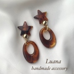 bekko☆star&oval ring ピアス/イヤリング
