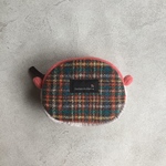 くまポーチ(wool check x pink)