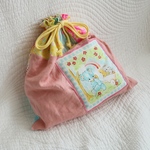  * ラプセニ *　大きなパッチワーク巾着　ハローベイビー♪レトロアニマル　♡世界にひとつ♡