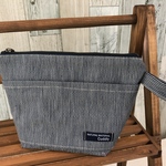 コスメポーチ  デニム　ストライプ