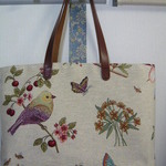 フランス輸入ゴブラン生地　小鳥柄トートバッグ