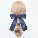 おっきなリボンとパールヘアアクセサリー(ネイビー)