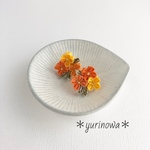 つまみ細工 金木犀のピアス
