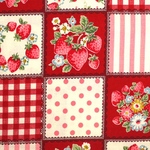 ｟布110×50｠綿❁︎いちごのパッチワーク