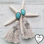 Turquoise✟クロス タッセルピアス