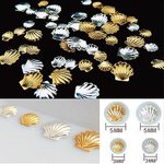 貝殻モチーフ金属パーツ メタルシェル 48個（ゴールド＆シルバー、3mm＆5mm 各12個）セット【X00075VBK1】