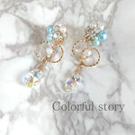 パールとビジューのクリスタルピアス(イヤリング)