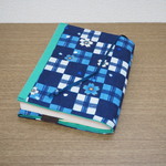 SALE　ブックカバー　～青ブロック桜～