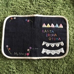 母子手帳ケース s デニム&メッセージ刺繍 名入れ