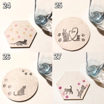 再販！1番人気！送料無料！【名入れ可】形と絵柄が選べる珪藻土コースター ネコ 猫 黒猫