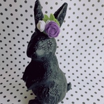 うさぎのミニバラの耳飾り(紫)