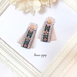 flower tyrolean tape ribbon bijou ピアスorイヤリングor樹脂ピアス