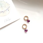 再販♡  葡萄色 小さい スワロフスキー イヤリング or ピアス