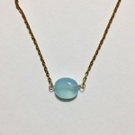 シーブルーカルセドニーの天然石一粒ネックレス●アレルギー対応