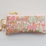 ★LIBERTY　Jenny's Ribbons　ジェニーズリボンズ　ピンクペールグリーン系　ビニコのちびポーチ　◆USB入れ、コインケース　小物入れに