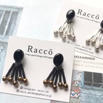 2way fringe pierce (オニキス+ブロンズ)ステンレスピアス