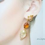 琥珀色の秋☆イヤリング(ピアス）