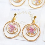 不規則フレームのシェルピアス  くすみピンク＊